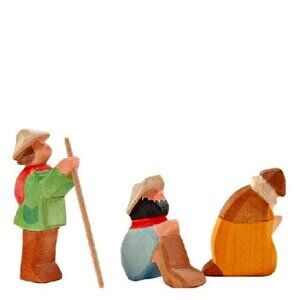 NWT Ostheimer Wooden Toys Nativity Shepherds Set - 3 Pieces